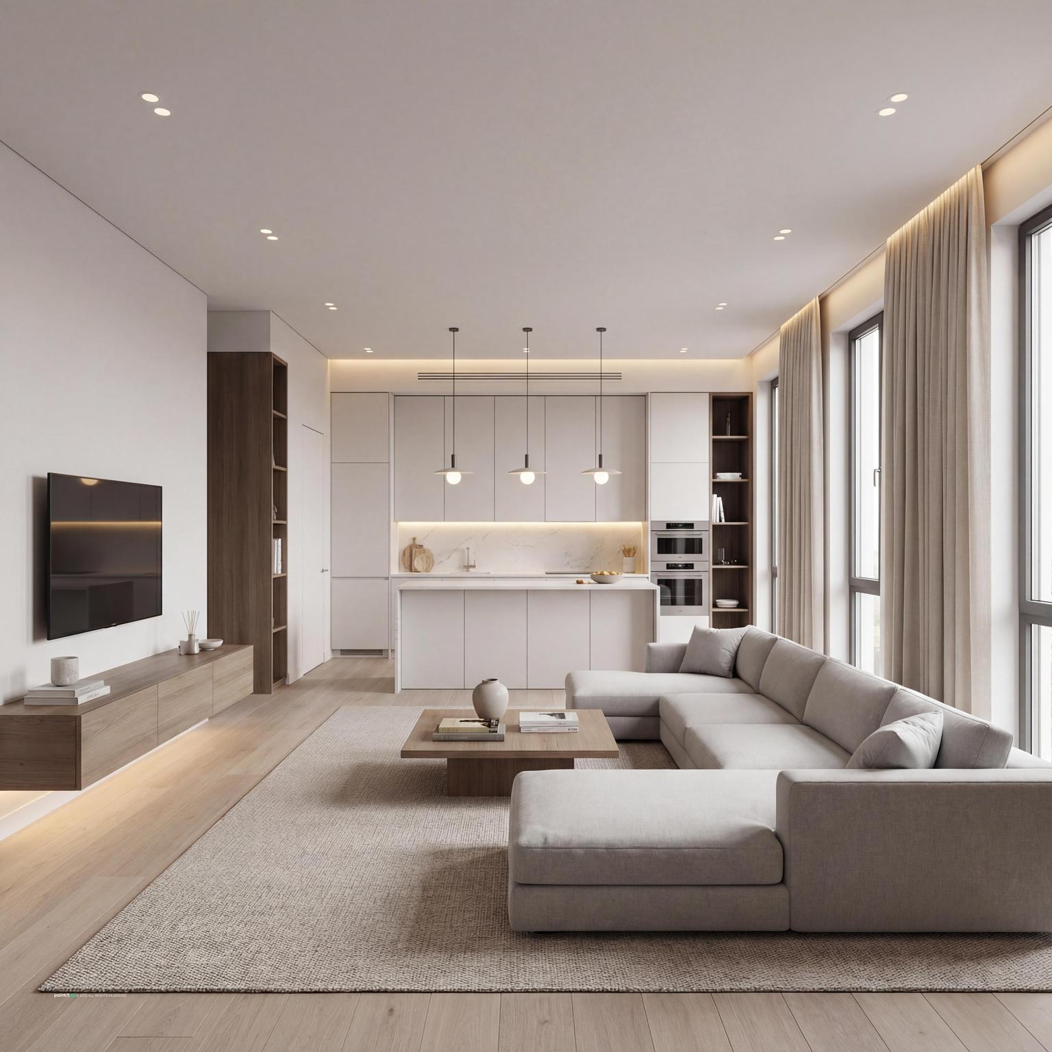 Stylish open-plan kitchen and living room ideas, blending modern aesthetics with functional design for seamless home living.