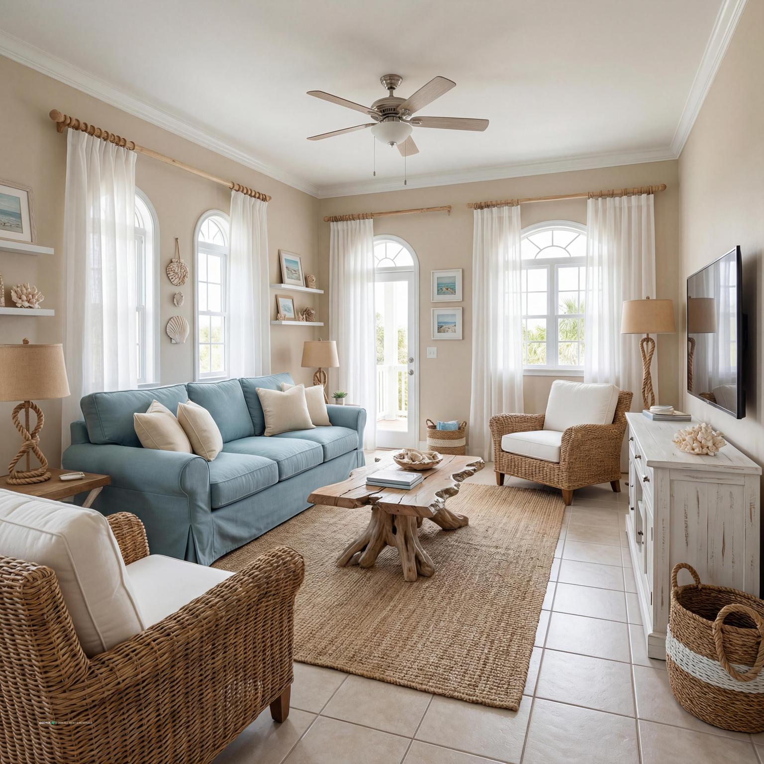 Beach House Living Room - Coastal Decor Inspiration | Paintit.ai - 7
