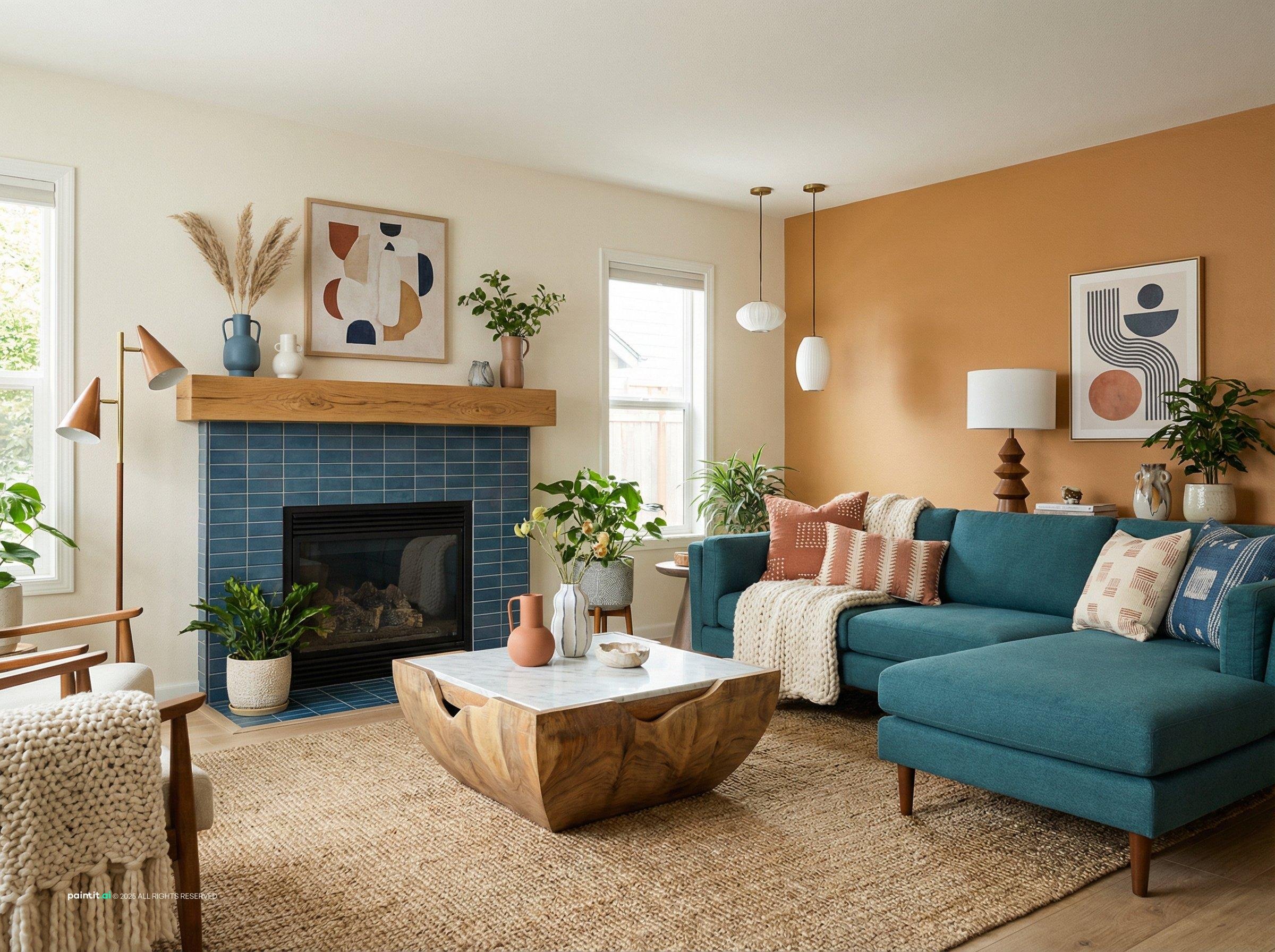 Grey White and Blue Living Room - Design Concepts | Paintit.ai - 28