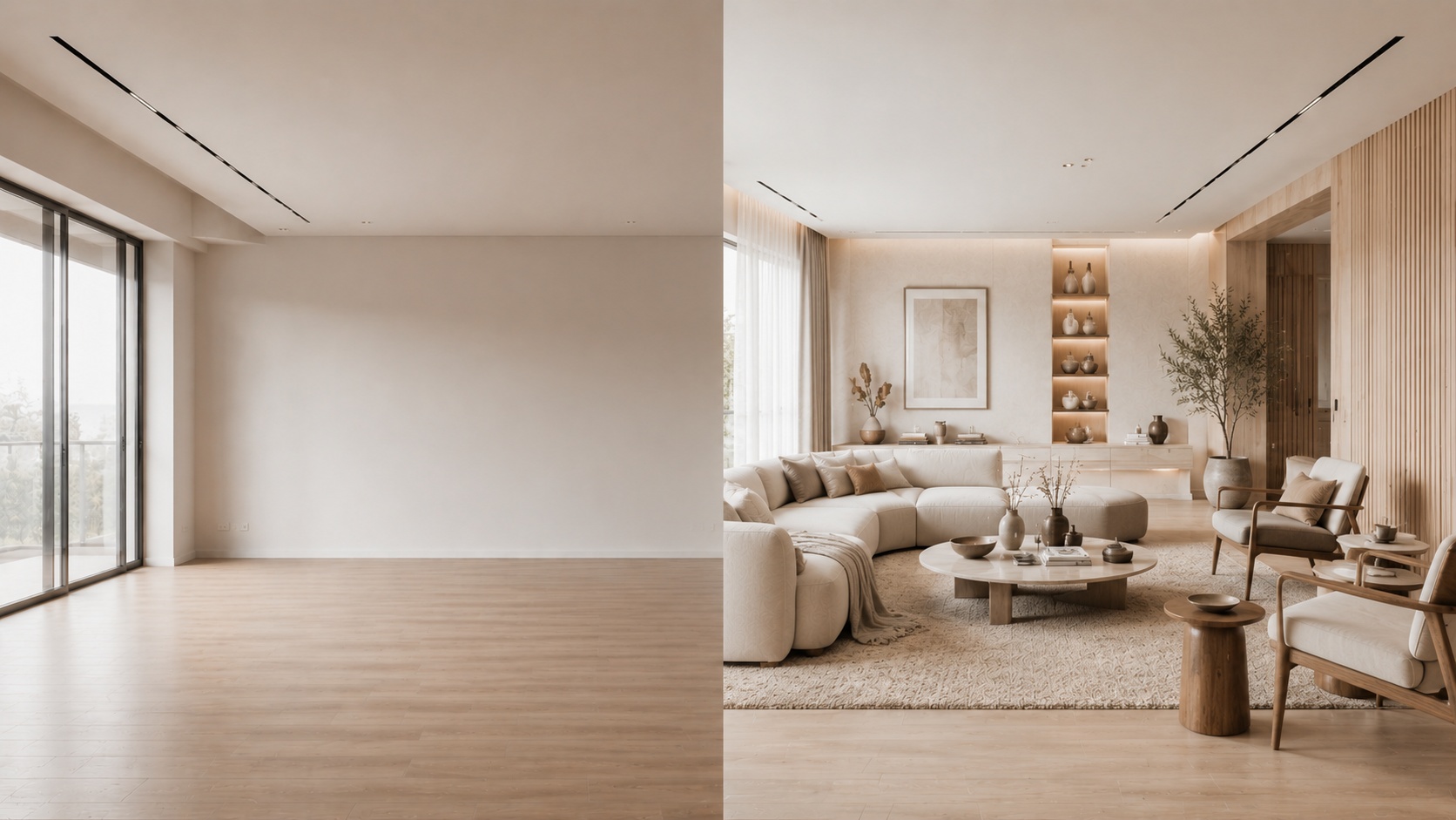 Comparison showing how room function and furniture logic improve when the correct space type is selected