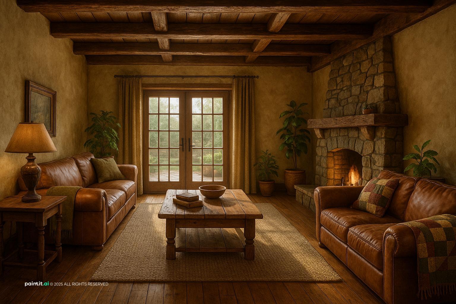 Old Rustic Old Living Room Design with earthy tones and a calm living room atmosphere.