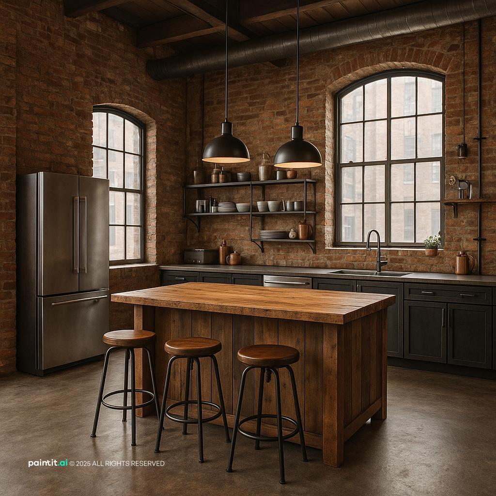 Stunning Industrial Loft Kitchen Design for New York Loft Style Interior Design