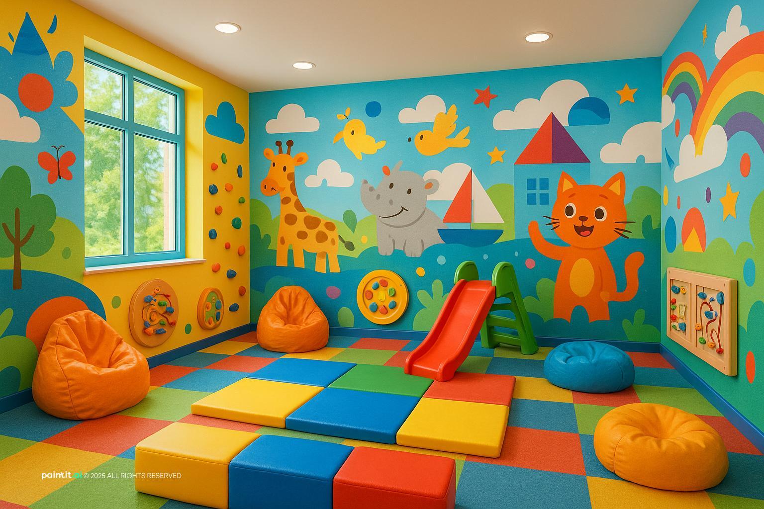Vibrant Playroom for Funky Style Interior Design