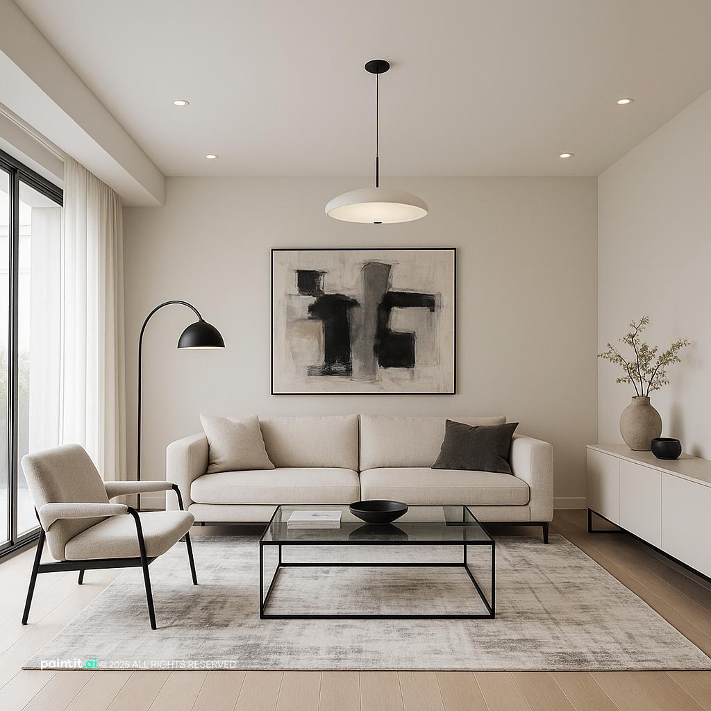 Stylish Modern Living Room Design with Clean-lined Furniture showing clean-lined furniture, open layout, layered neutrals for Living Room Color Ideas.