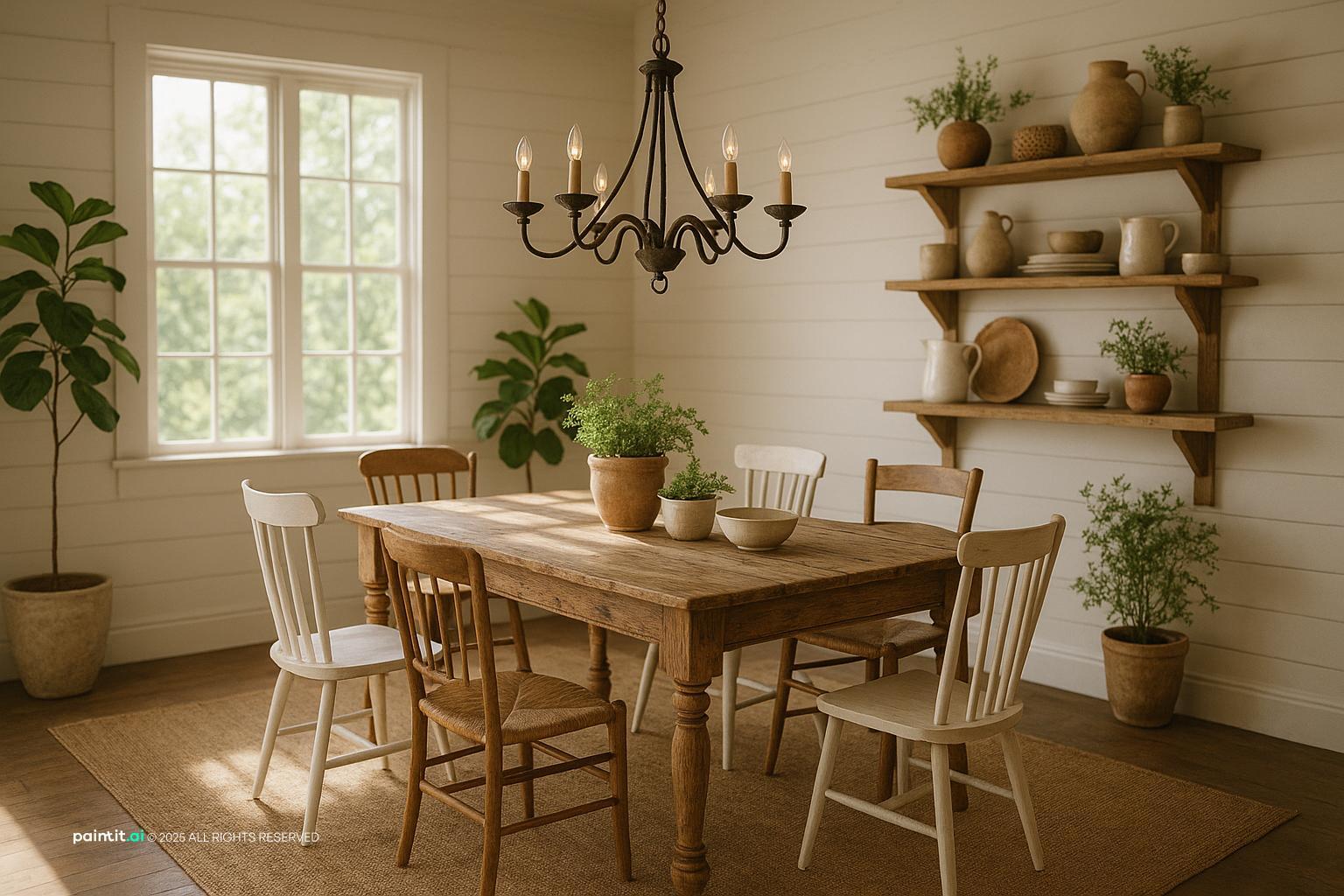 Chic Farmhouse Breakfast Room for Country Style Interior Design Characteristics