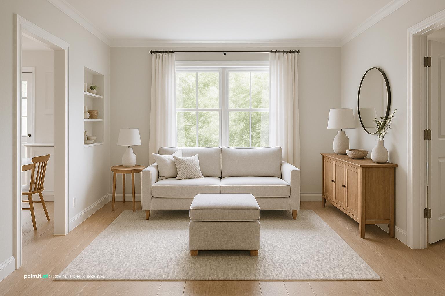 Transitional Compact Living Room Design showing clear furniture layout, zoned seating, compact proportions for Small Living Room Layout With Tv.