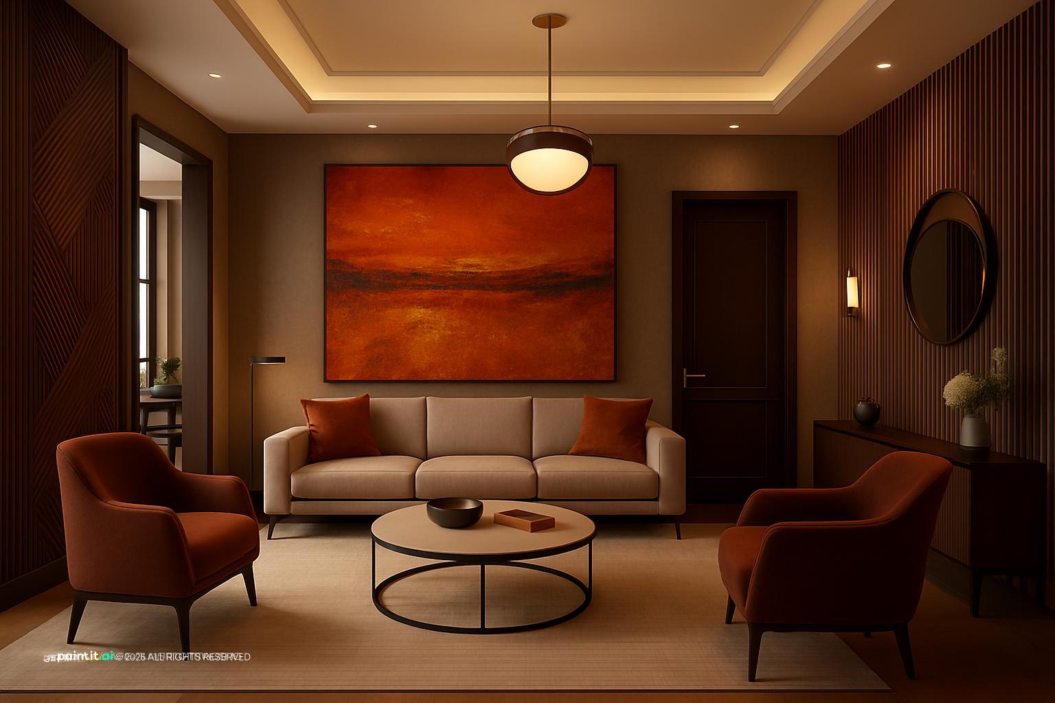 Rustic Burnt Orange Living Room: Design Inspiration | Paintit.ai - 4