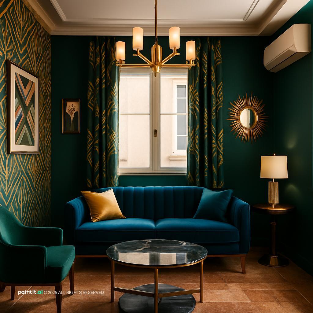 Victorian Dark Green Living Room: Elegant Decor Ideas | Paintit.ai - 2