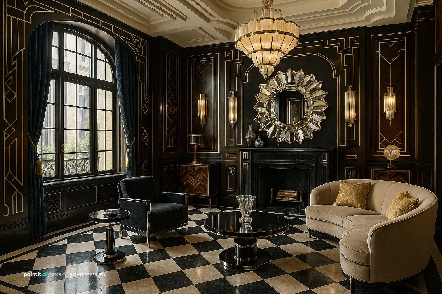 White Living Room With Black Trim - Elegant Interiors | Paintit.ai - 37