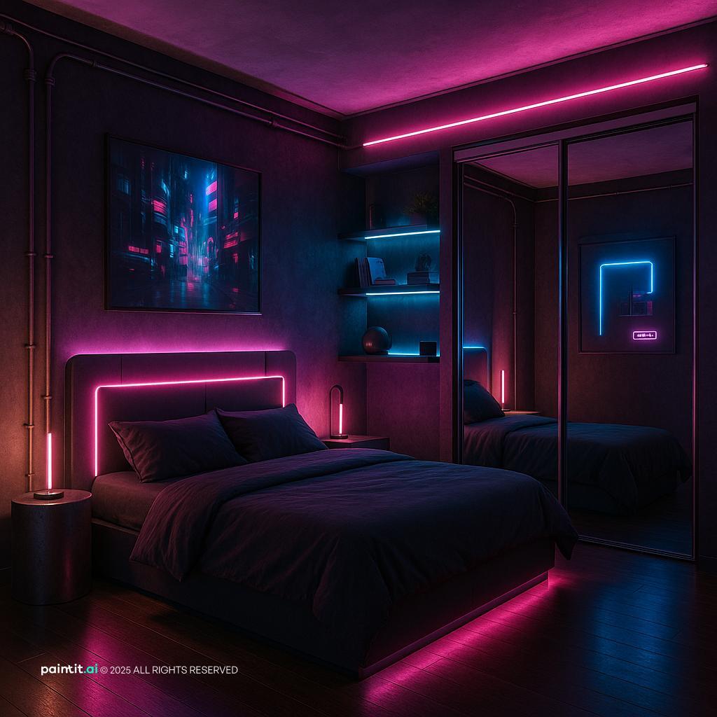 Cozy Cyberpunk Bedroom for Futuristic Style Interior Design