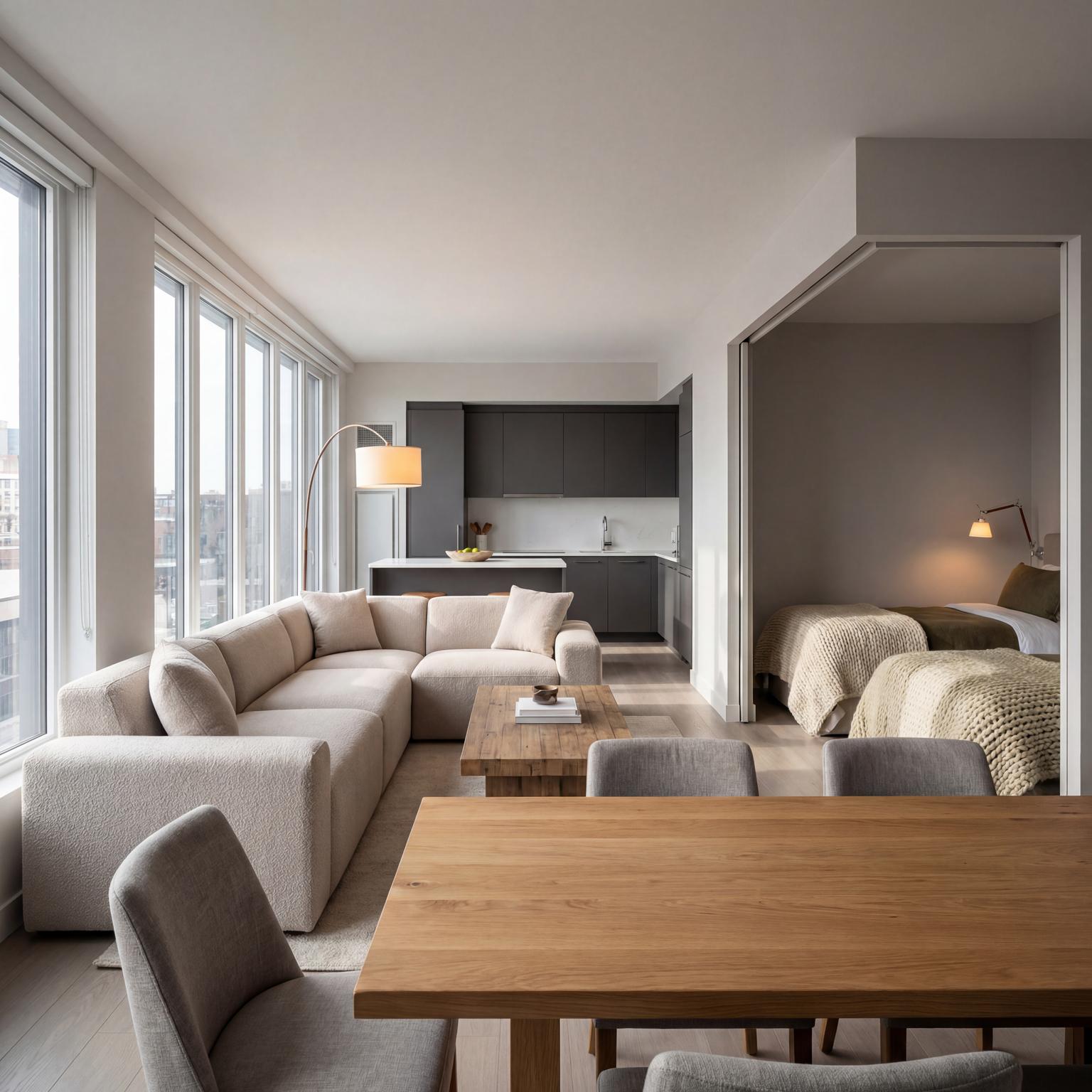 Elegant Modern Open-Plan Apartment Design cabin living room