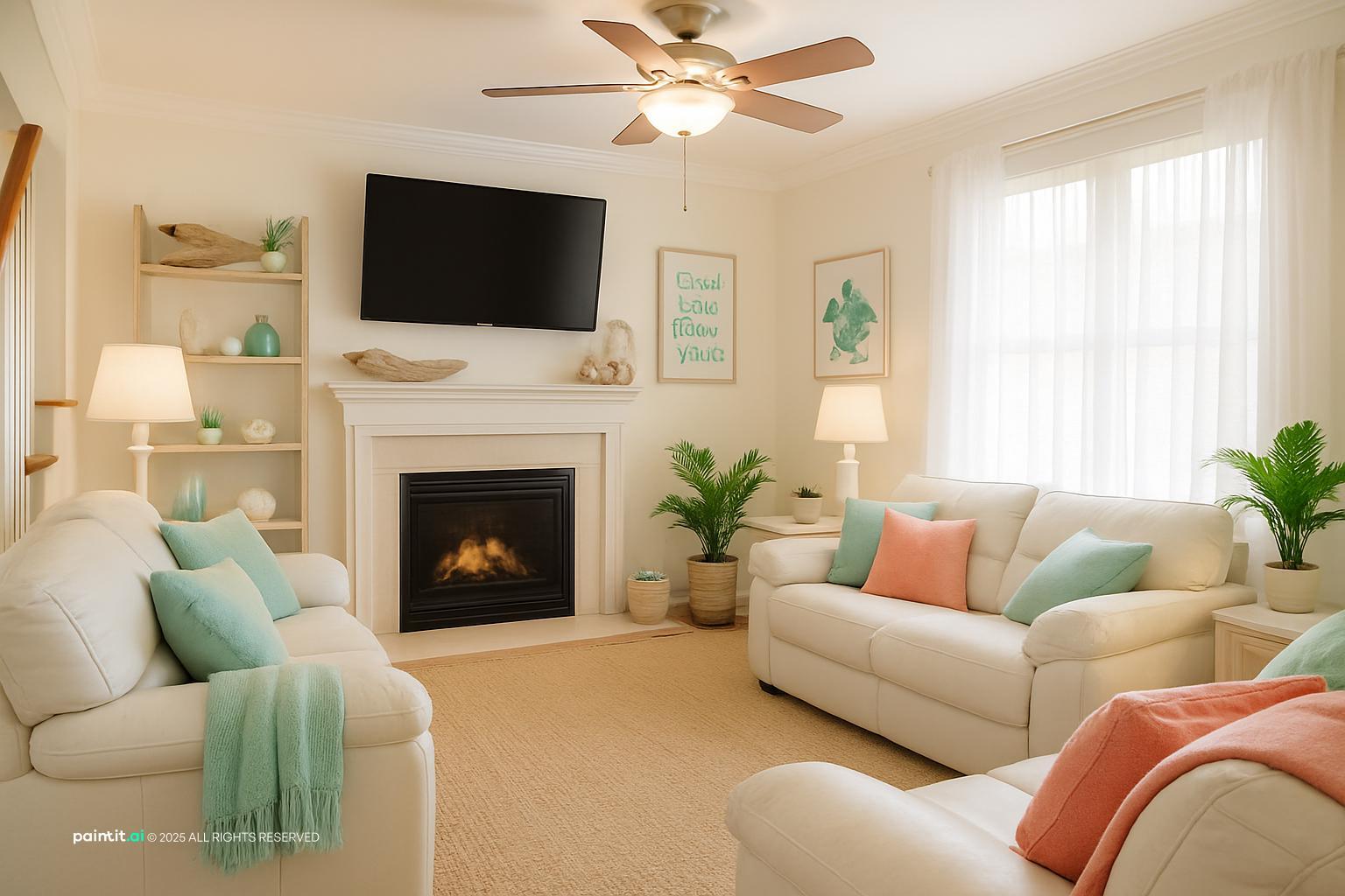 Beach House Living Room - Coastal Decor Inspiration | Paintit.ai - 15