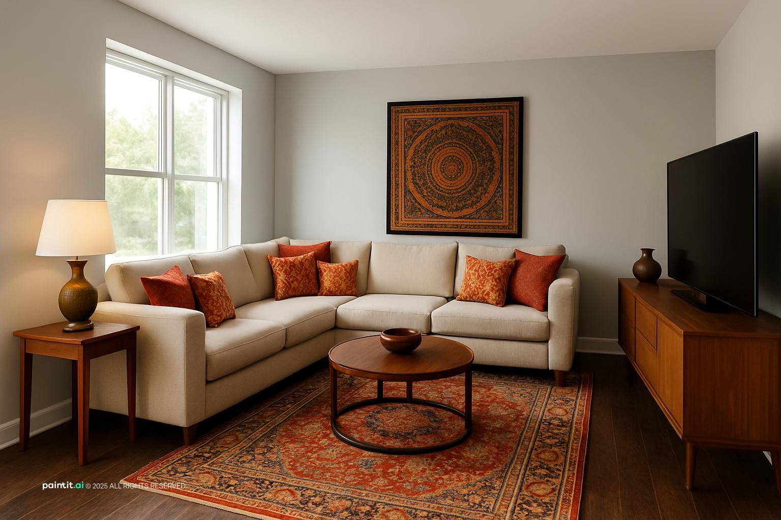 White Gray Brown Living Room - Design Ideas | Paintit.ai - 13