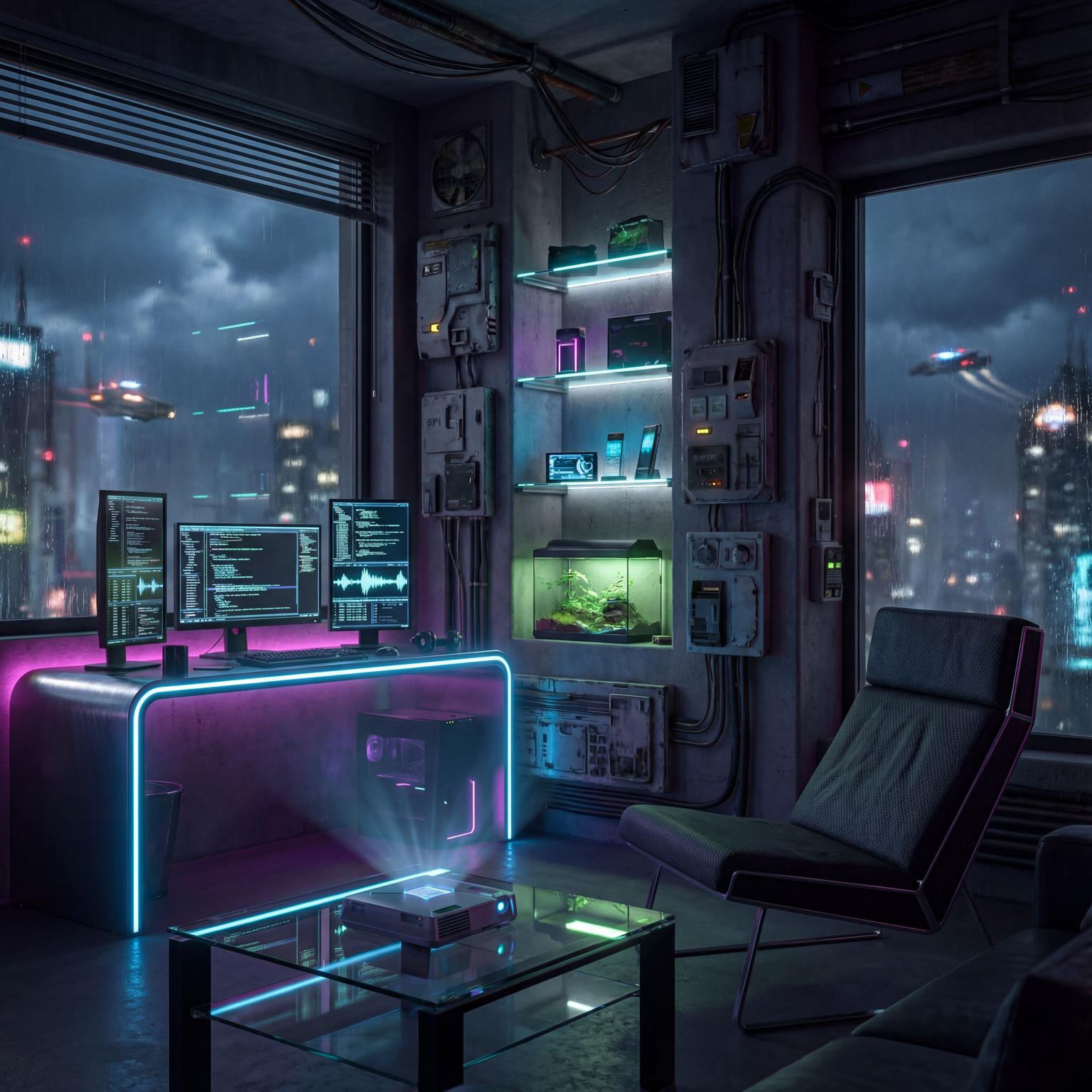 Futuristic Cyberpunk Room for Futuristic Style Interior Design