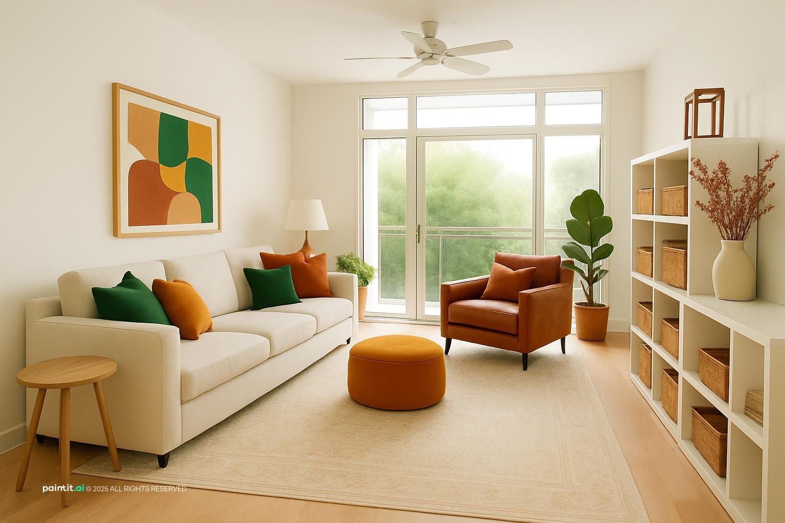 Green and Gold Living Room: Design Ideas | Paintit.ai - 9