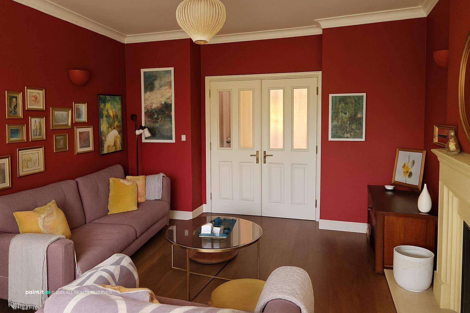 Wine Red Living Room: Elegant Decor Ideas | Paintit.ai - 2