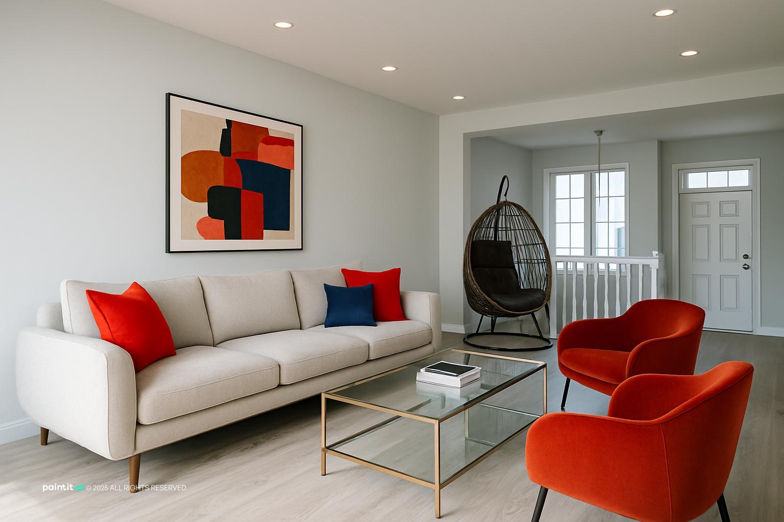 Navy Blue and Burnt Orange Living Room - Design Ideas | Paintit.ai - 24