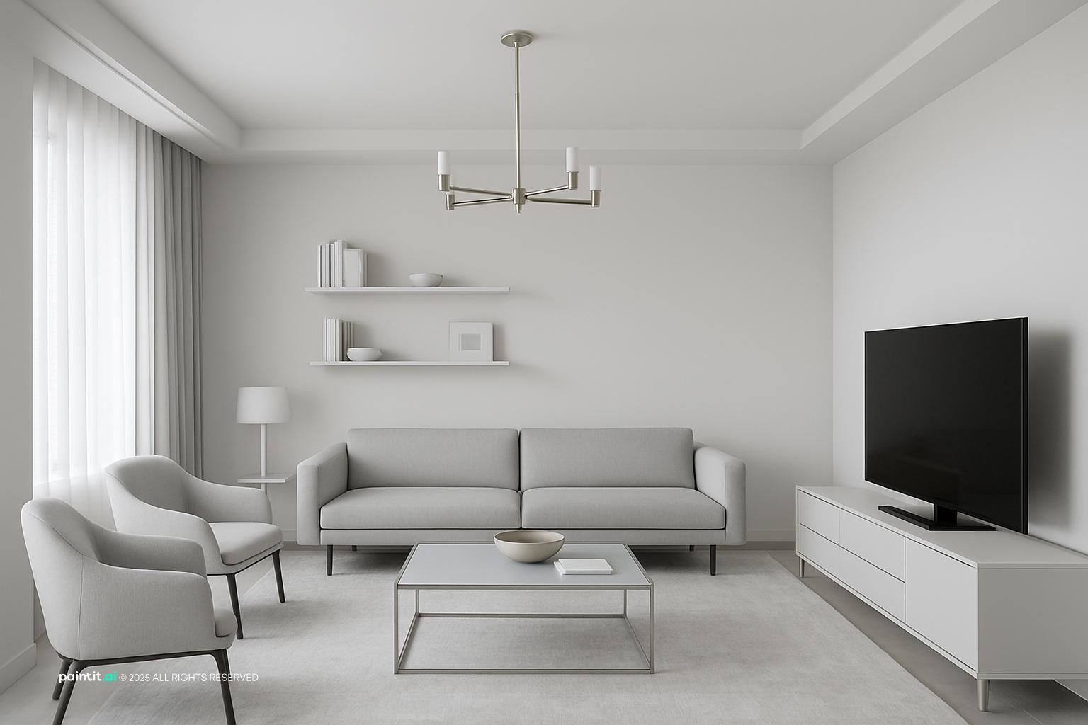 White Living Room with Colorful Accents - Design Inspiration | Paintit.ai - 17