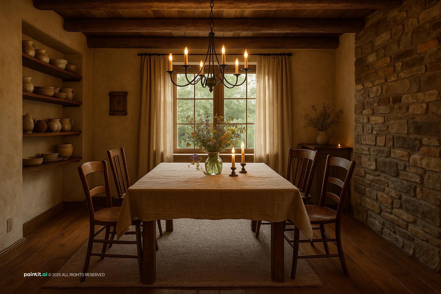 Inviting Rustic Dining Room for Country Style Interior Design Characteristics