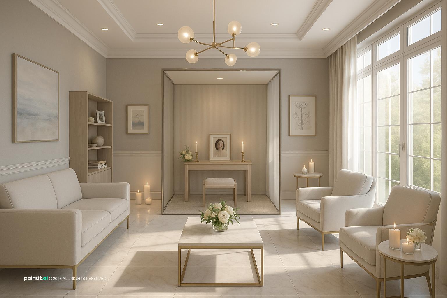 Pooja Room with wood accents and layered decor