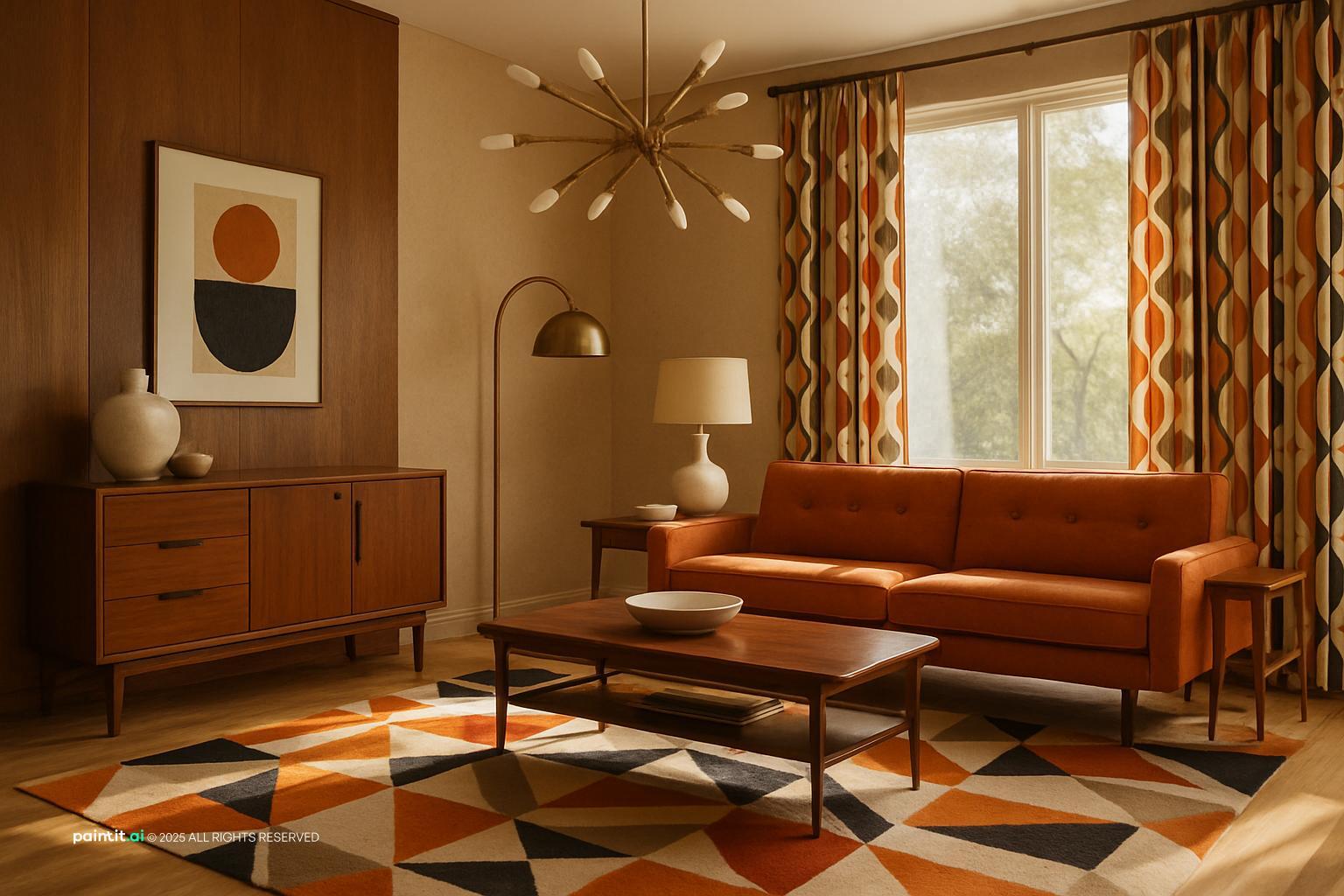 Zebra Shades Living Room - Modern Window Treatments | Paintit.ai - 2