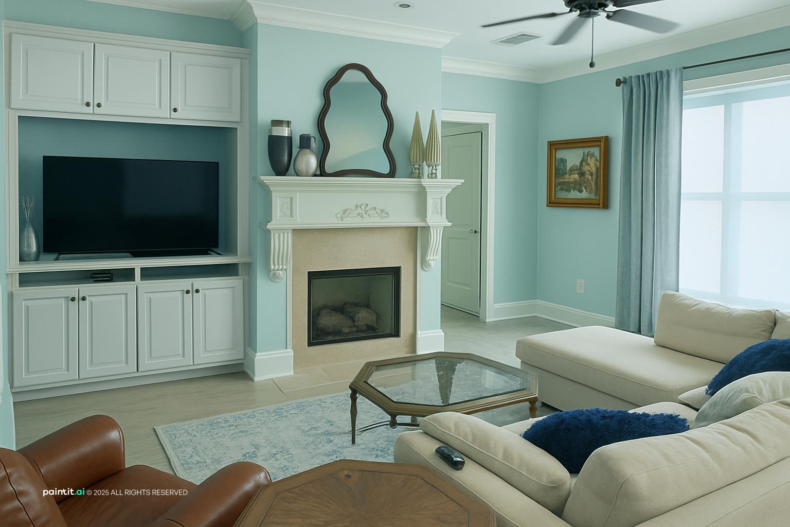 White Living Room with Colorful Accents - Design Inspiration | Paintit.ai - 6