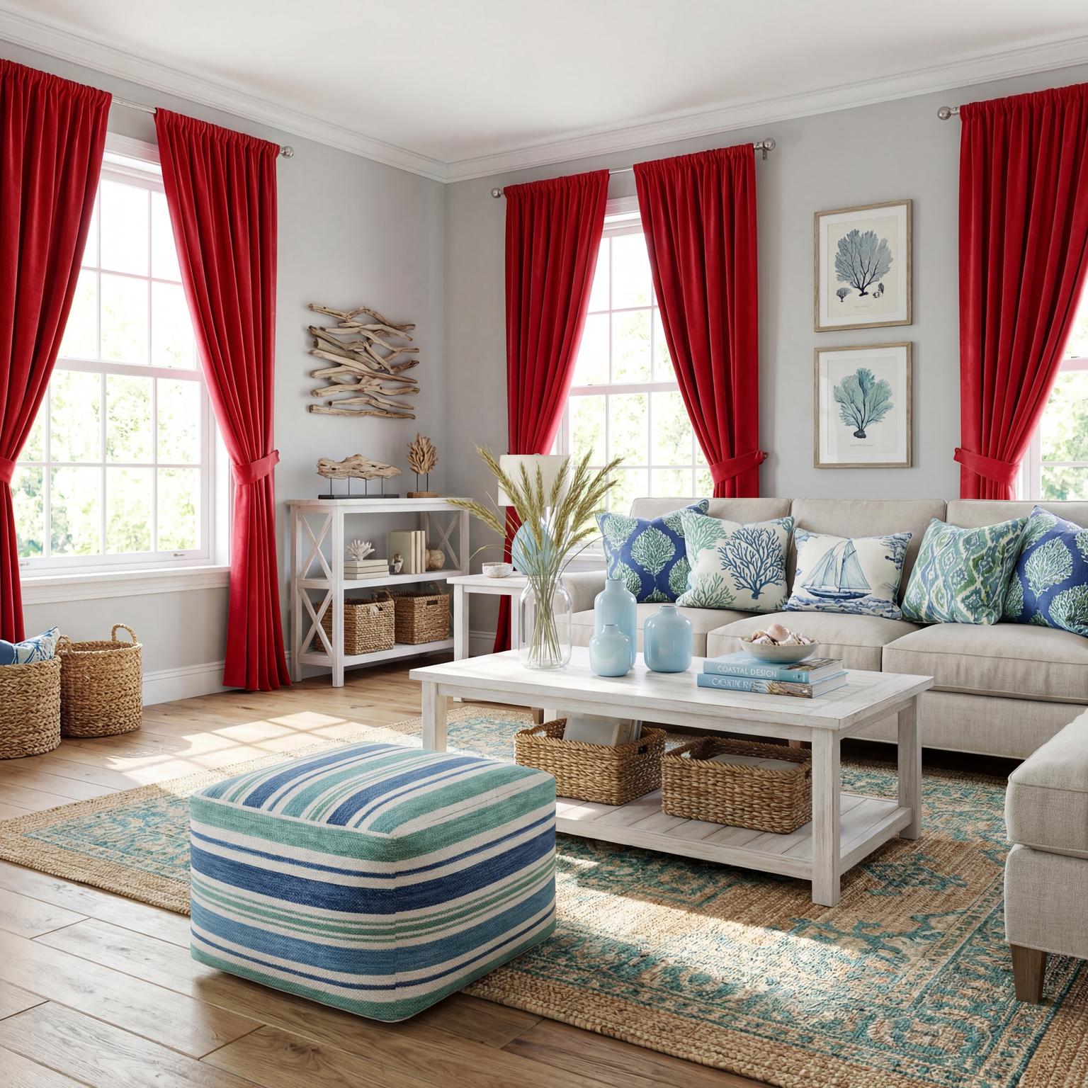 Coastal-Inspired Living Room Design, perfect for a bright workstation in living room.