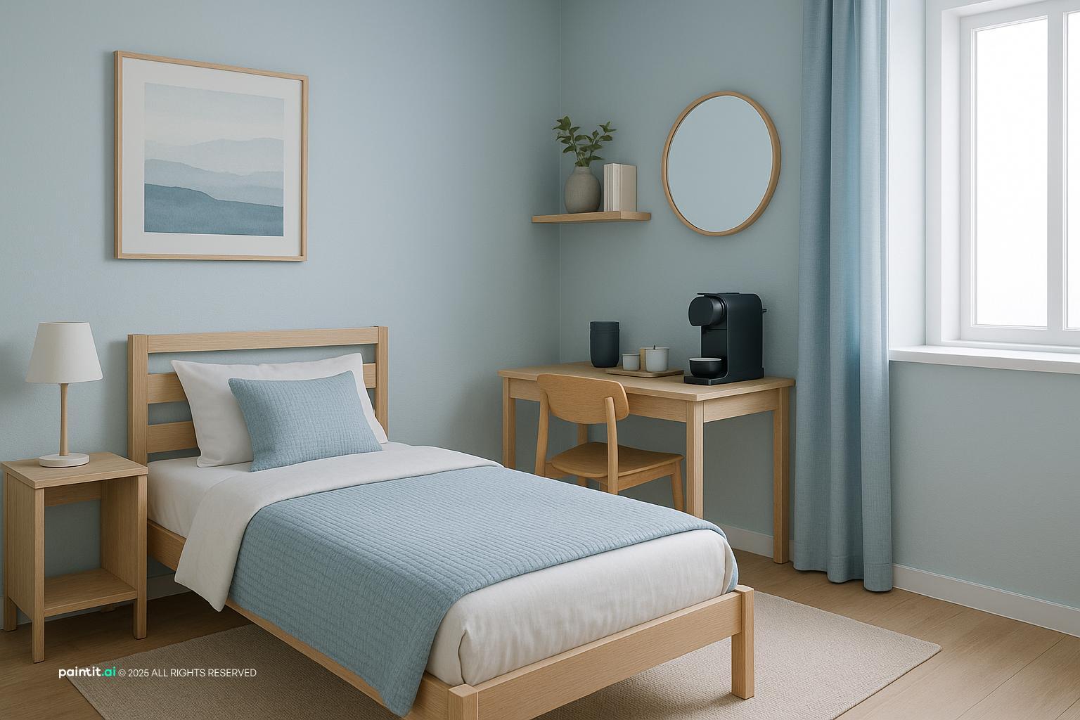 Modern Bedroom with Cozy Coffee Corner for Santorini Style Interior Design