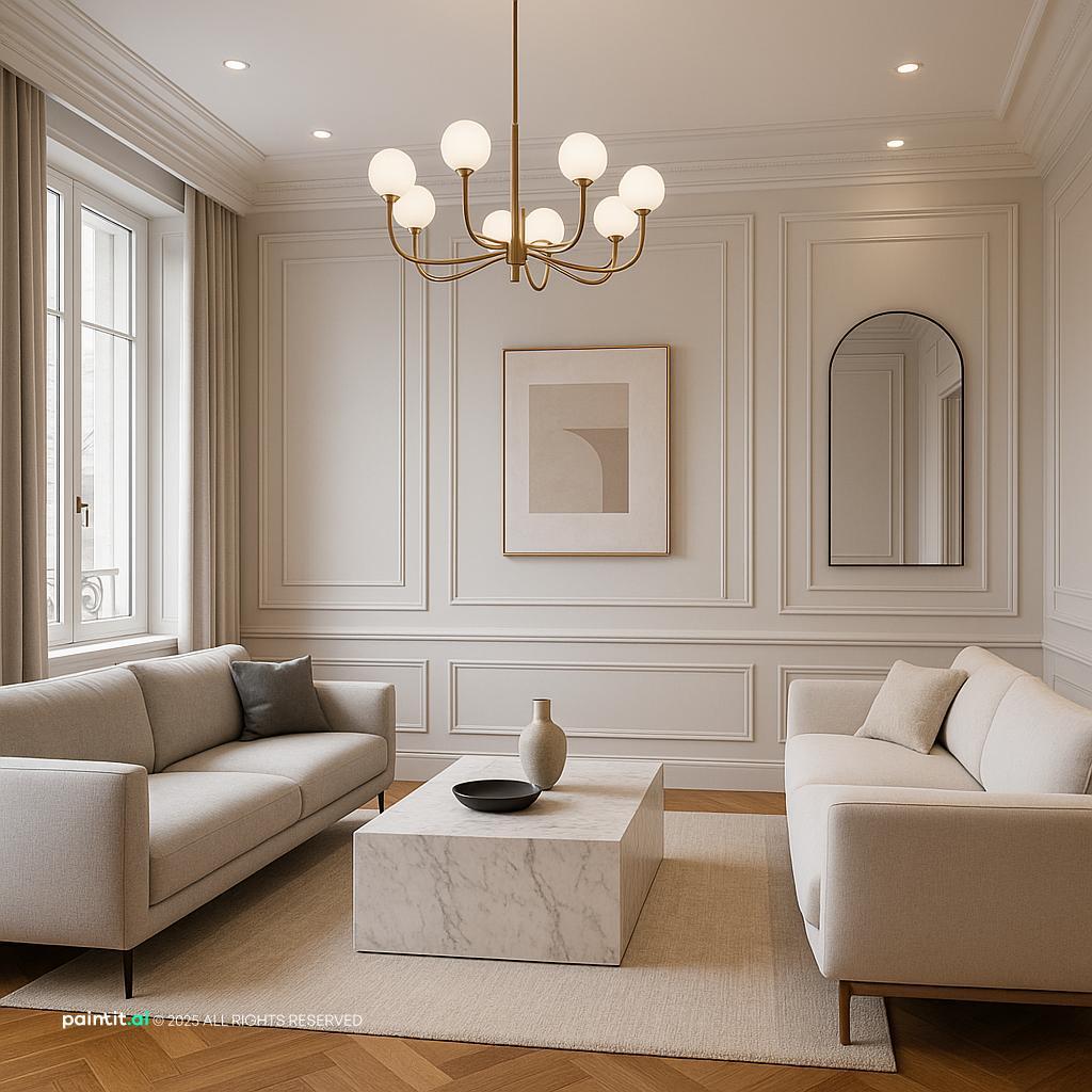 Layered Modern Gray Living Room with classic gray palette and layered living room decor.