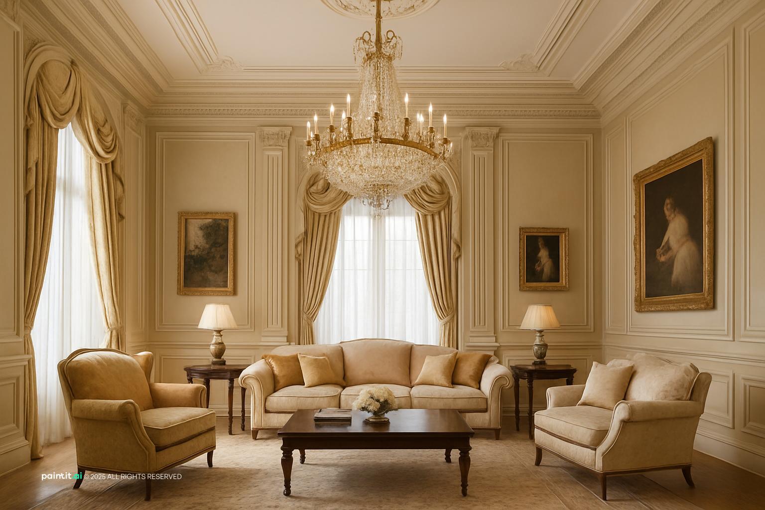 Cream and Beige Living Room Ideas with Beige Foundation and Cream Tones View 6 showing beige foundation, cream tones, layered neutrals for Cream and Bei...