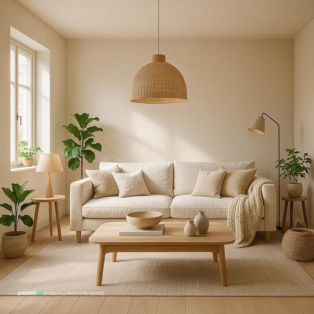Modern Scandinavian Warm Living Room Design showing Scandinavian simplicity, light wood warmth, soft textiles for Scandinavian Design Living Room.