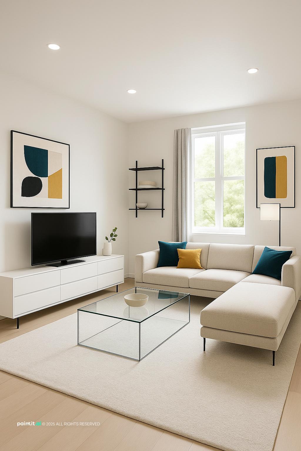 Yellow and White Living Room - Chic Interior Design Guide | Paintit.ai - 18