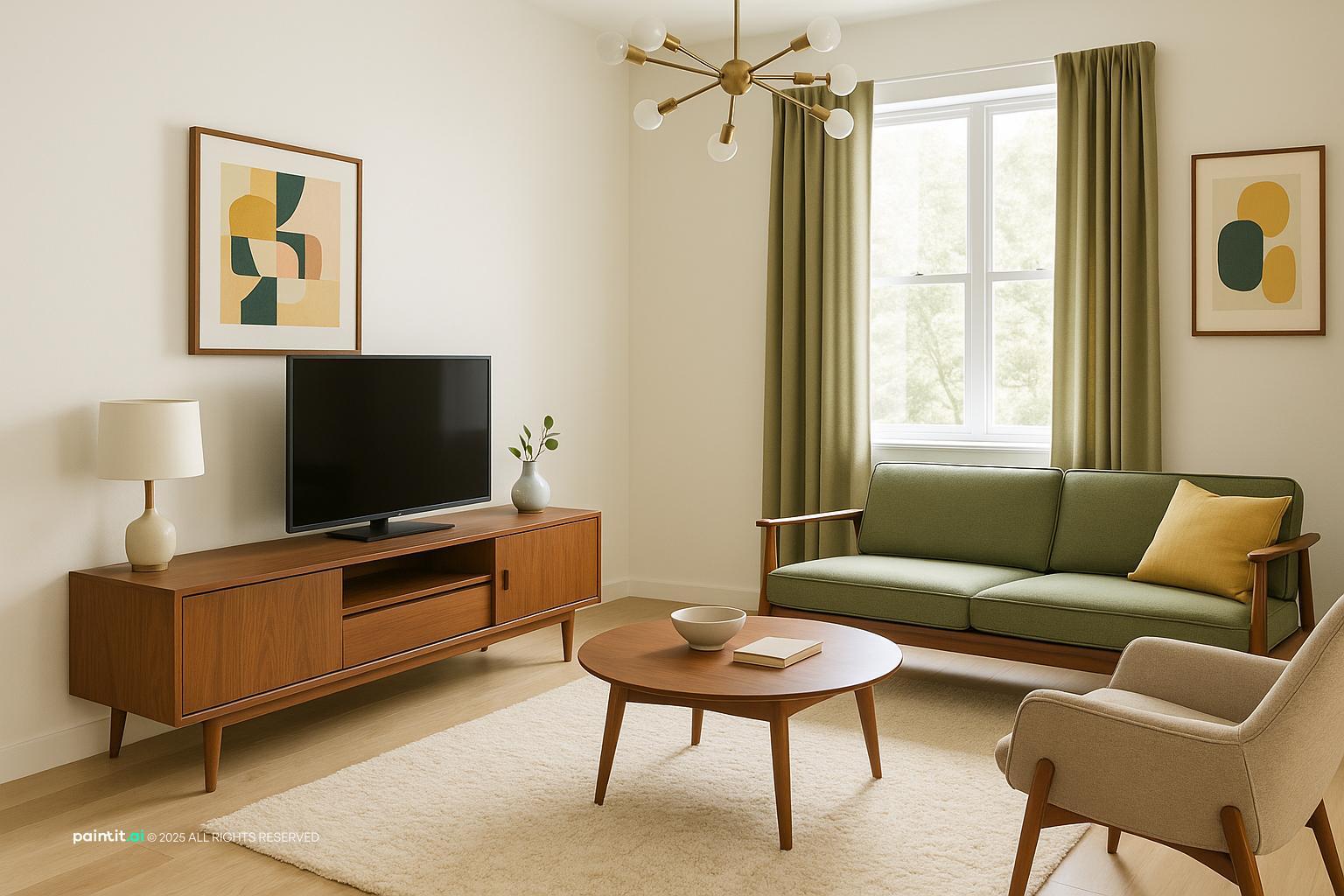 Mid Century Modern Living Room - Design Concepts | Paintit.ai - 27