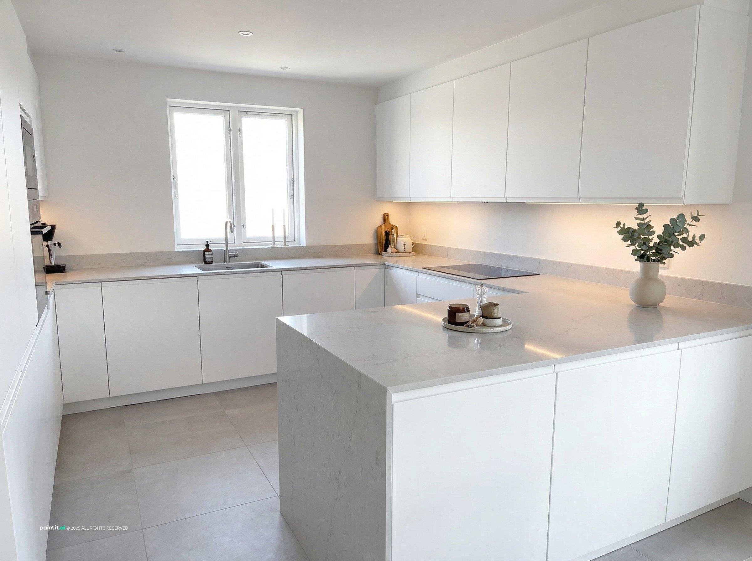 White Kitchen and Living Room: Elegant Interiors | Paintit.ai - 33