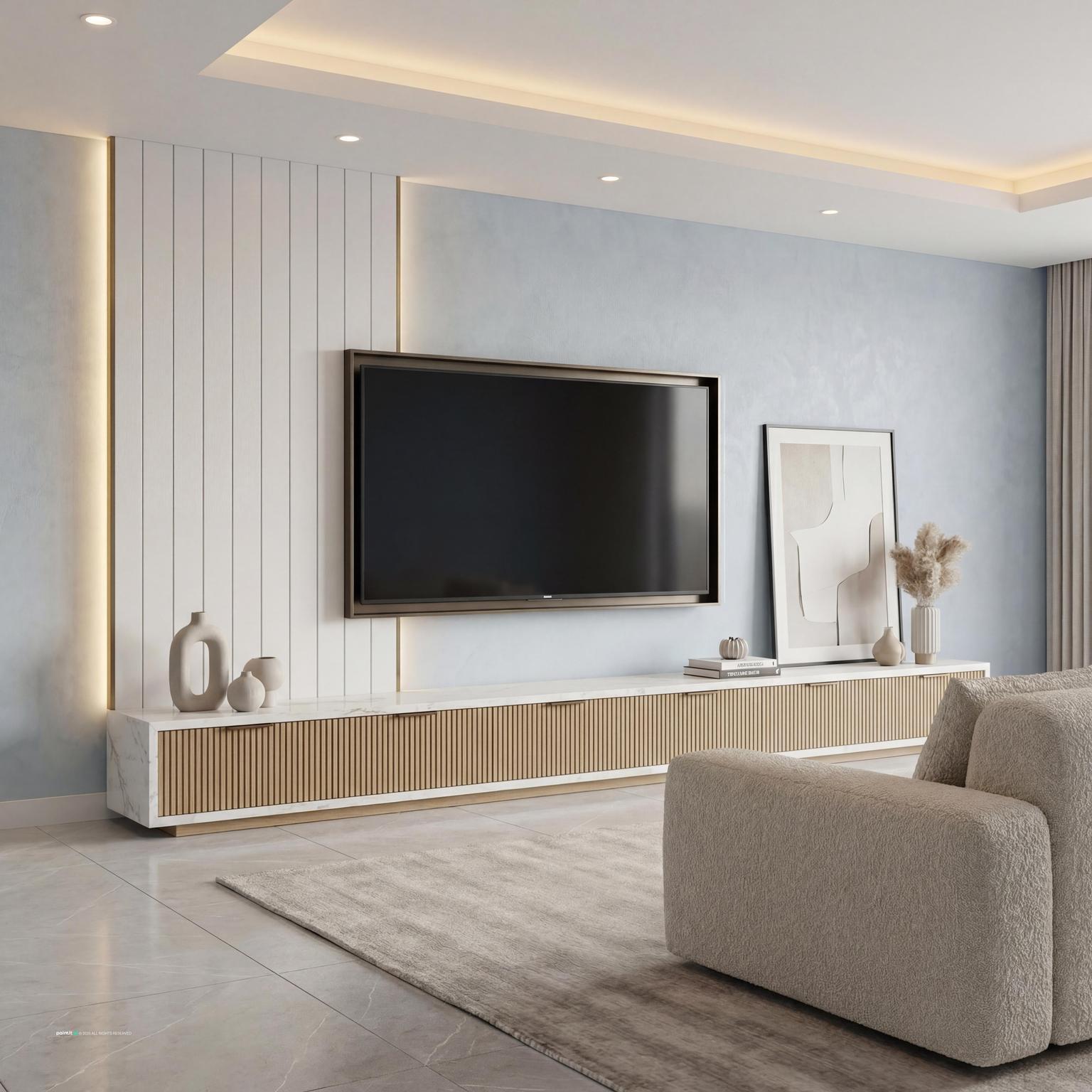 White Wainscoting Living Room - Design Inspiration | Paintit.ai - 7