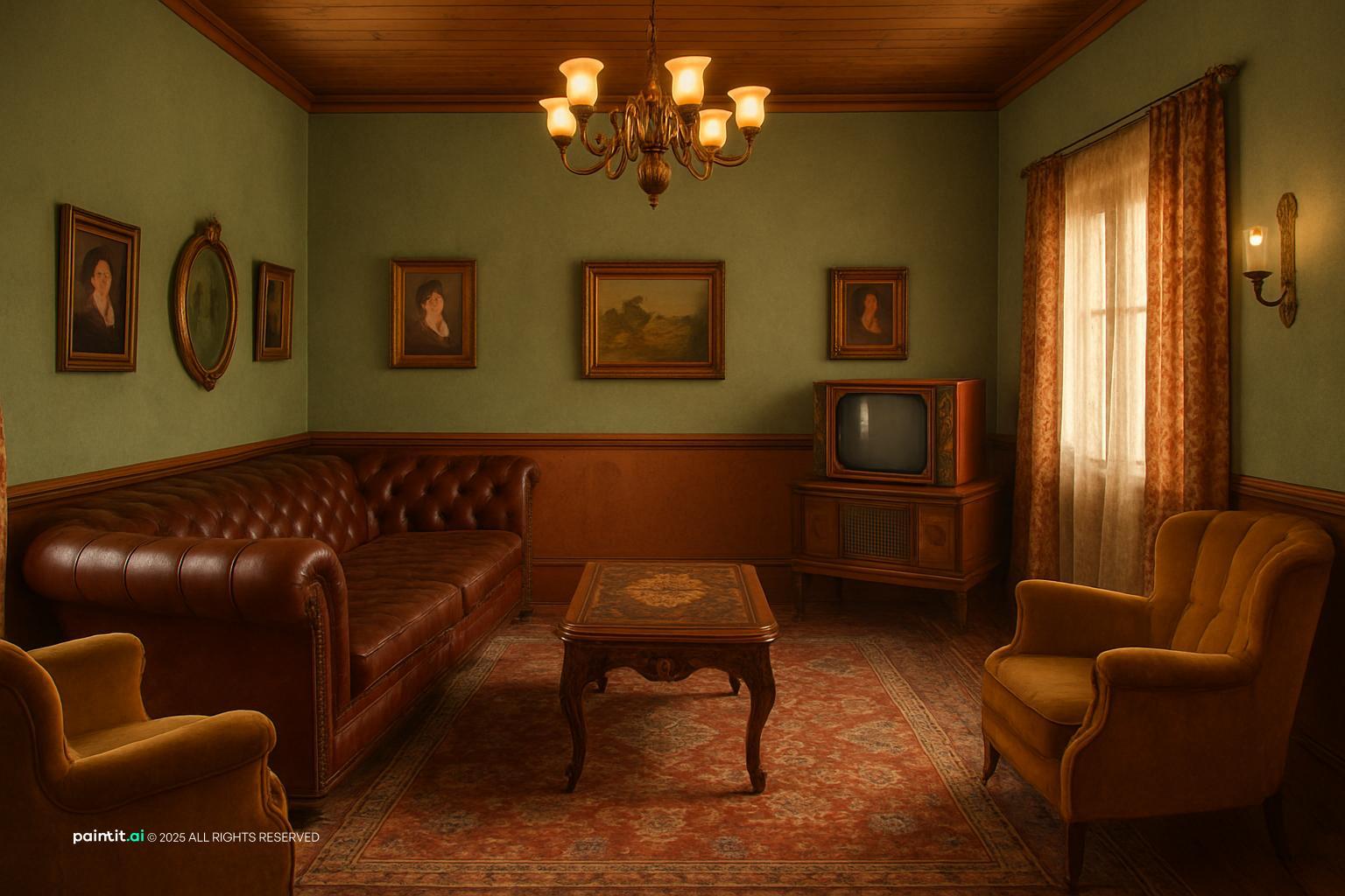 Middle Class 1940s Living Room - Vintage Home Inspiration | Paintit.ai - 29