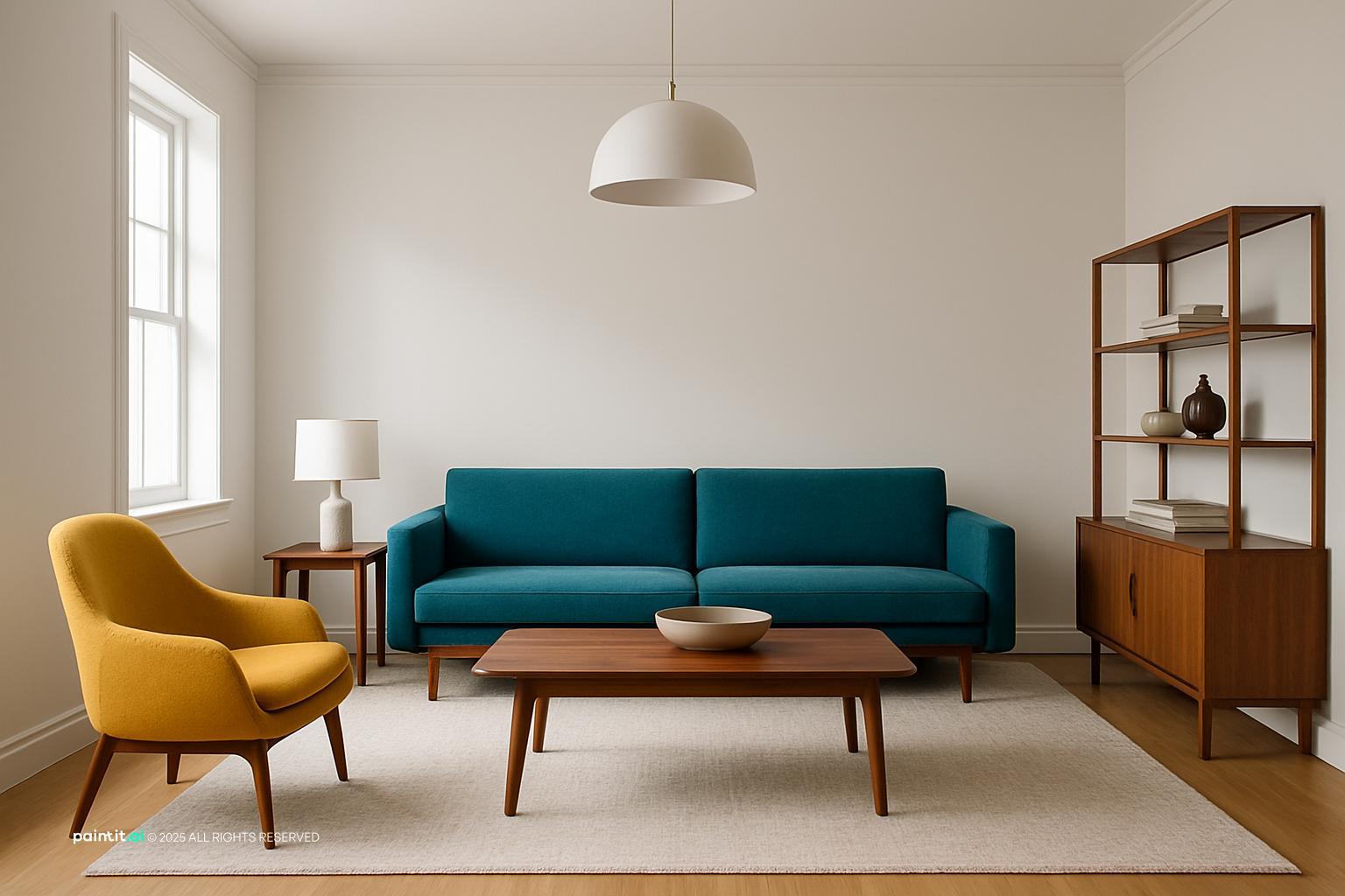 Teal Living Room Ideas with Teal Accents and Warm Wood with Clean-lined Furniture showing teal accents, warm wood, clean-lined furniture for Teal Living...
