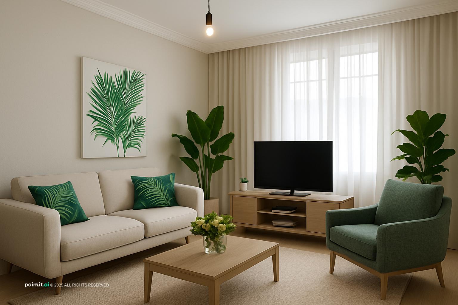 Zebra Shades Living Room - Modern Window Treatments | Paintit.ai - 8