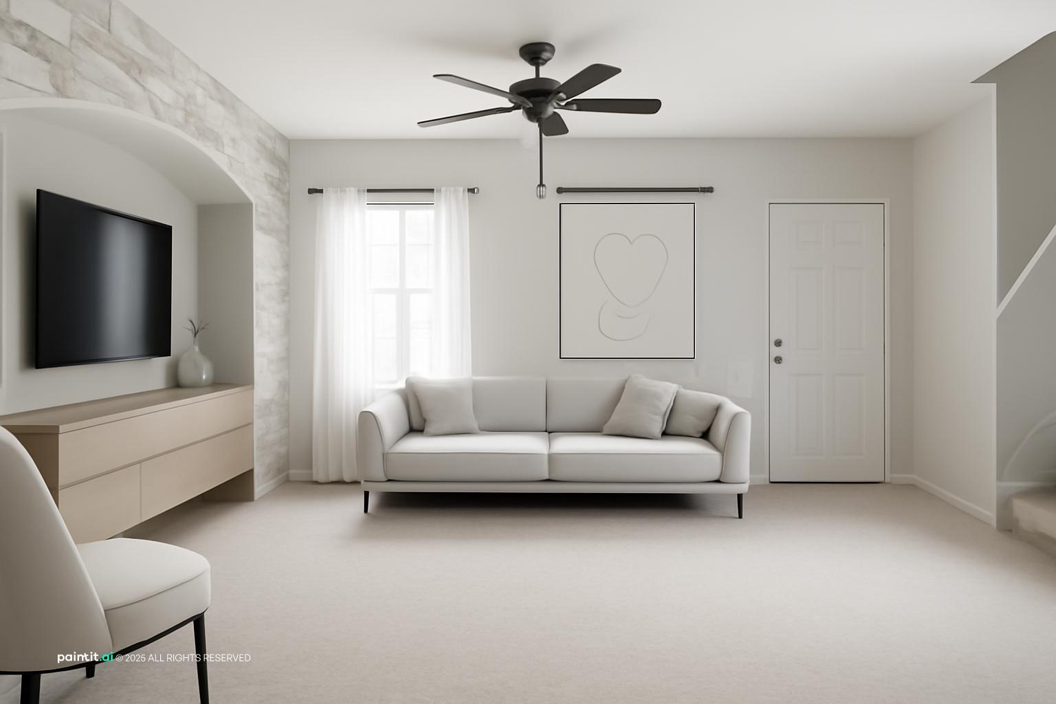 Zebra Shades Living Room - Modern Window Treatments | Paintit.ai - 5