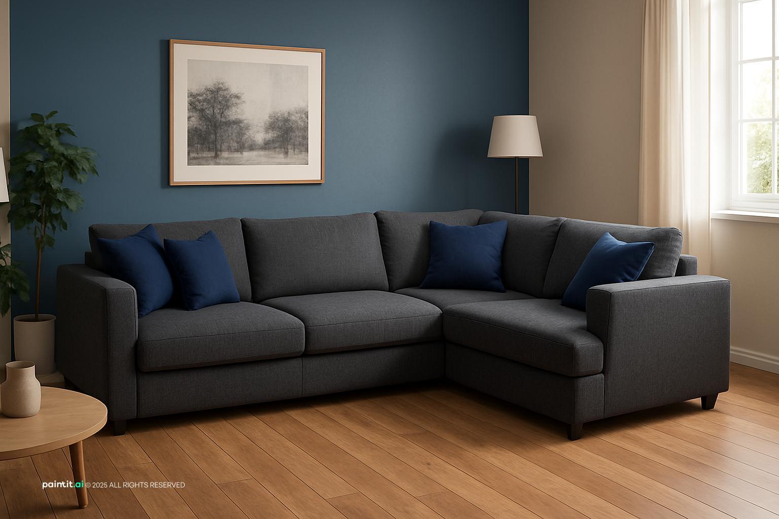 Sage Green and Blue Living Room - Design Inspiration | Paintit.ai - 25