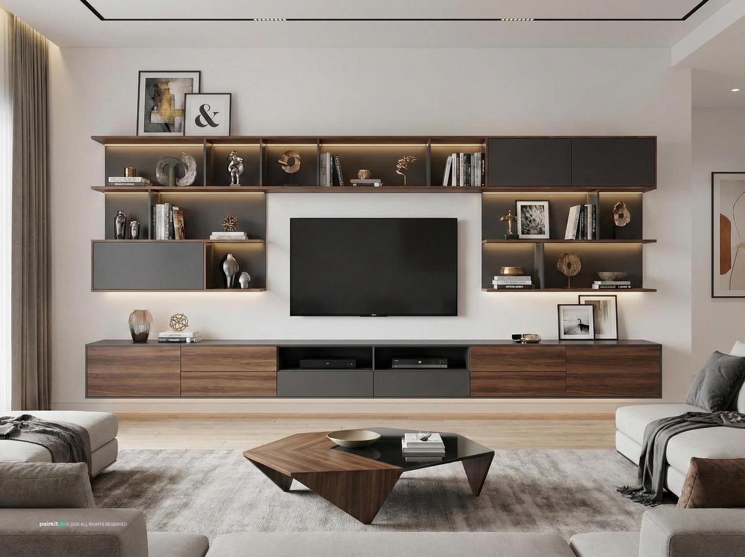 Built In Living Room: Custom Cabinetry Designs | Paintit.ai - 15
