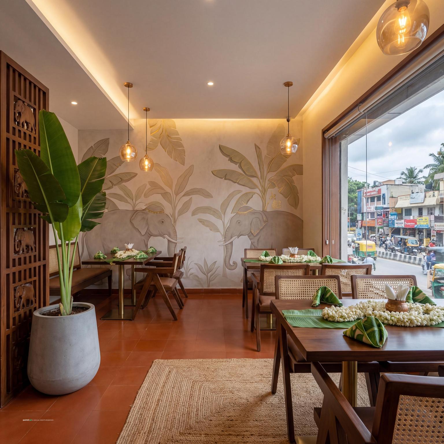 Elegant South Indian Restaurant for South Indian Style Interior Design