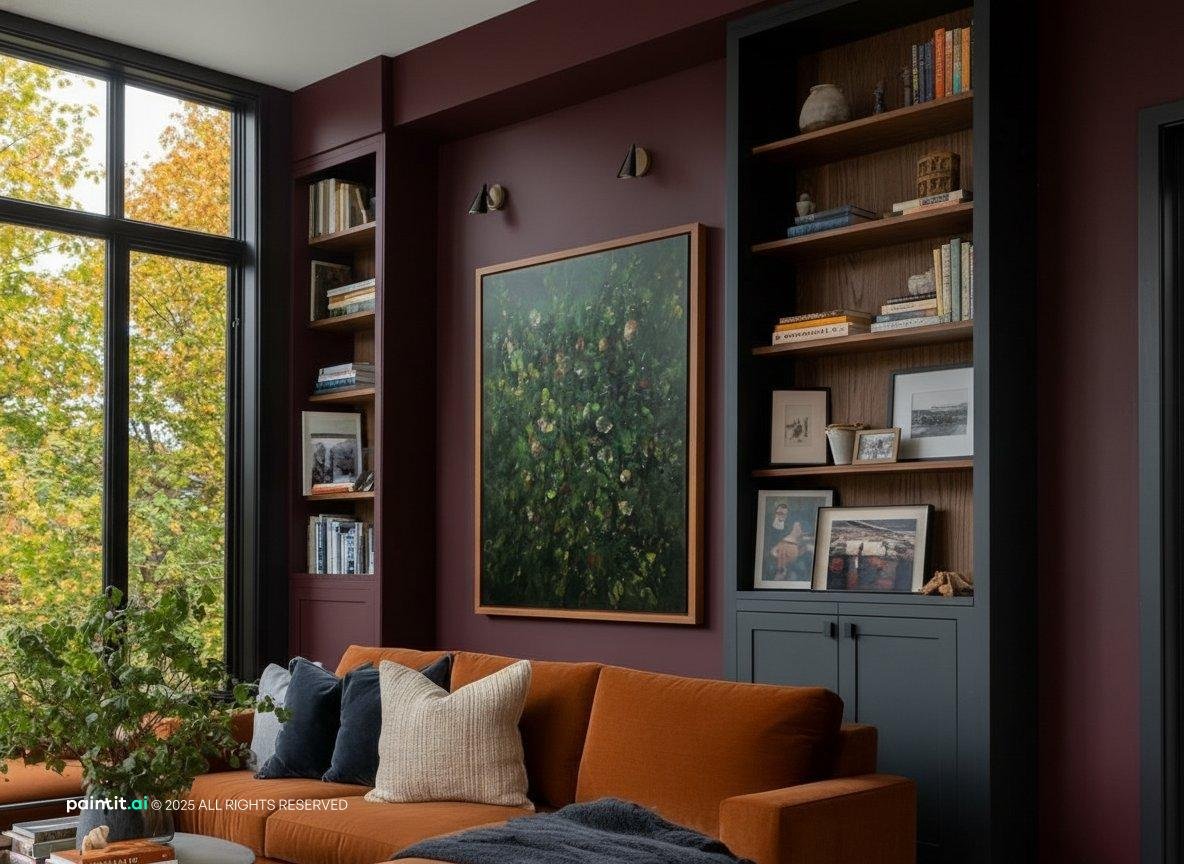 Rustic Burnt Orange Living Room: Design Inspiration | Paintit.ai - 12