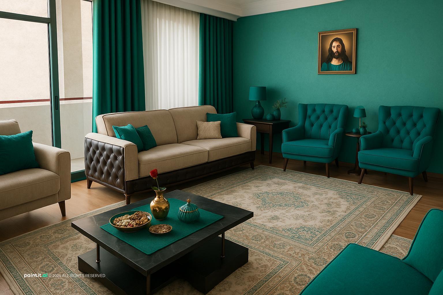 Blue and Green Living Room: Design Ideas | Paintit.ai - 13