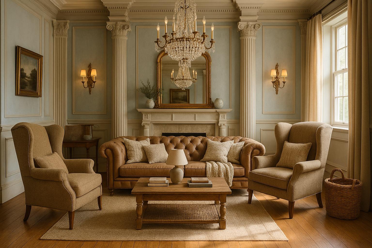 Cottage Interior with Elegant Neoclassical Reading for Cottage Style Interior Design