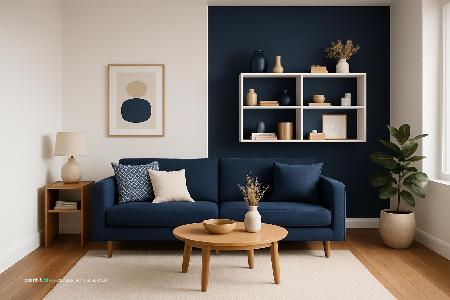 Grey White and Blue Living Room - Design Concepts | Paintit.ai - 16