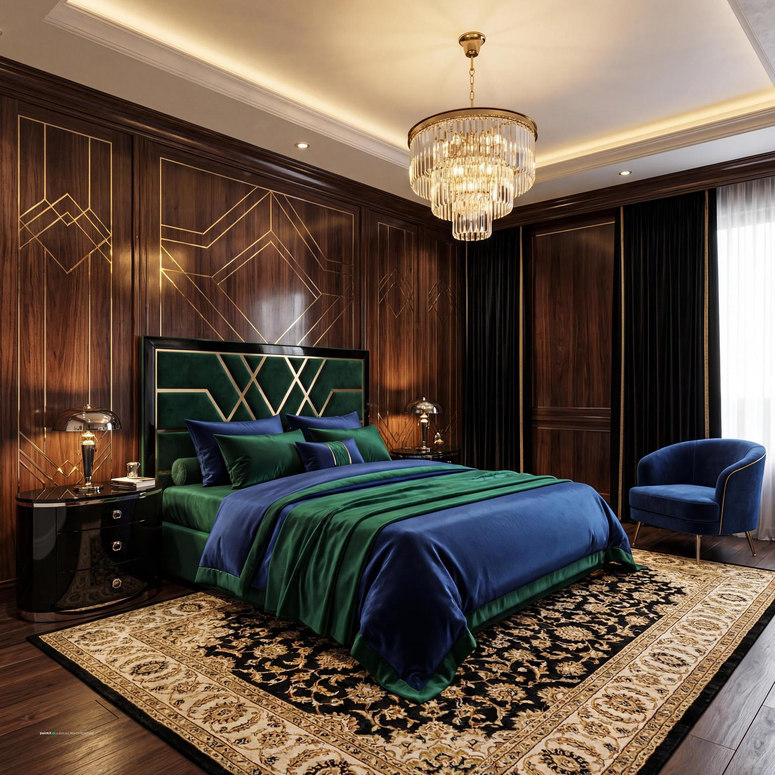 Elegant Art Deco Bedroom with Gold Accents for 1920 Interior Design Style