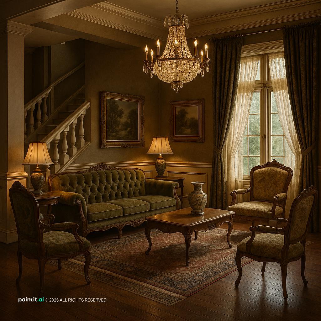 Moody Vintage Living Room - Design Inspiration | Paintit.ai - 9