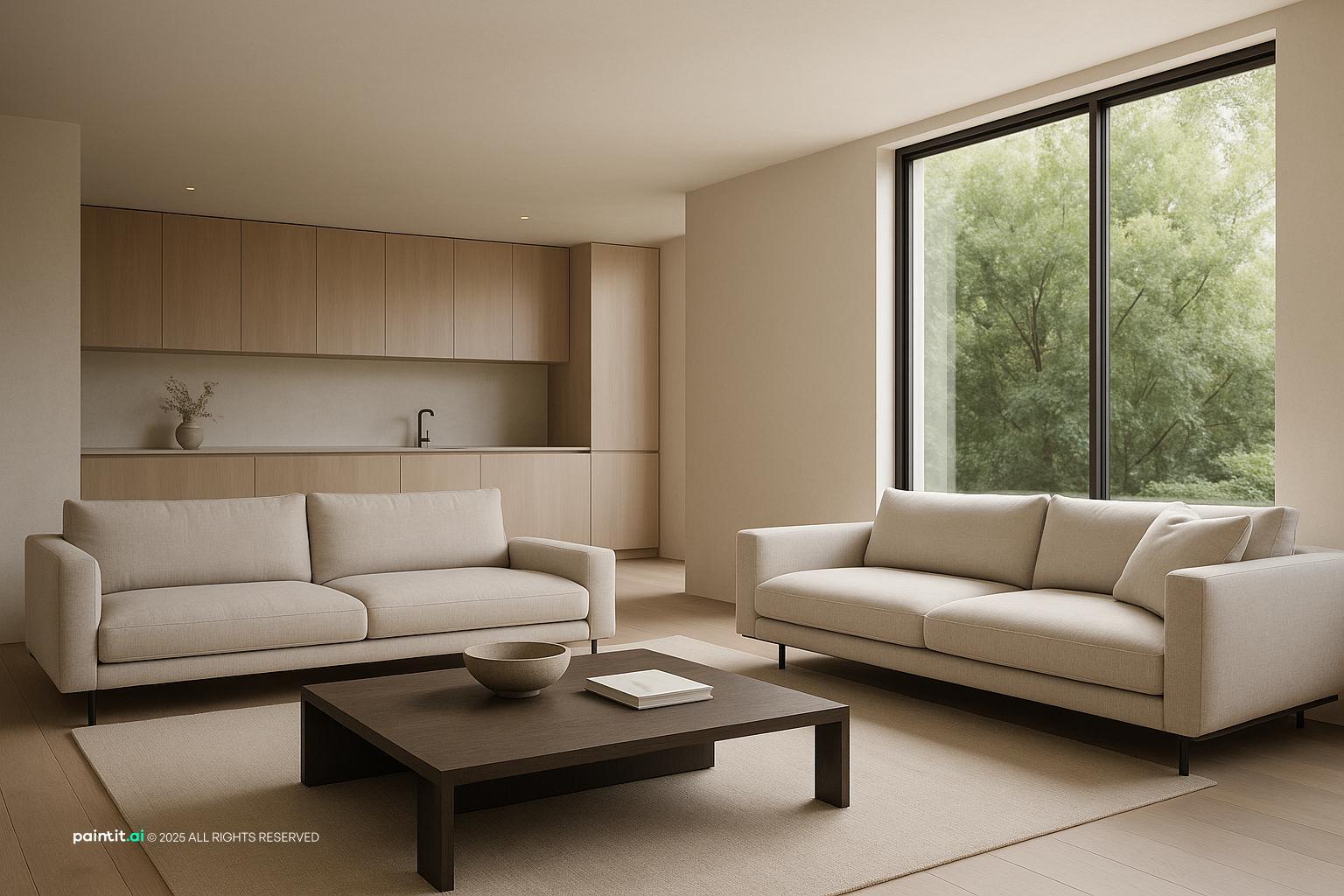 Minimalist living room design ideas with hidden built-in storage, clean lines, uncluttered surfaces, and integrated cabinetry for serene spaces.