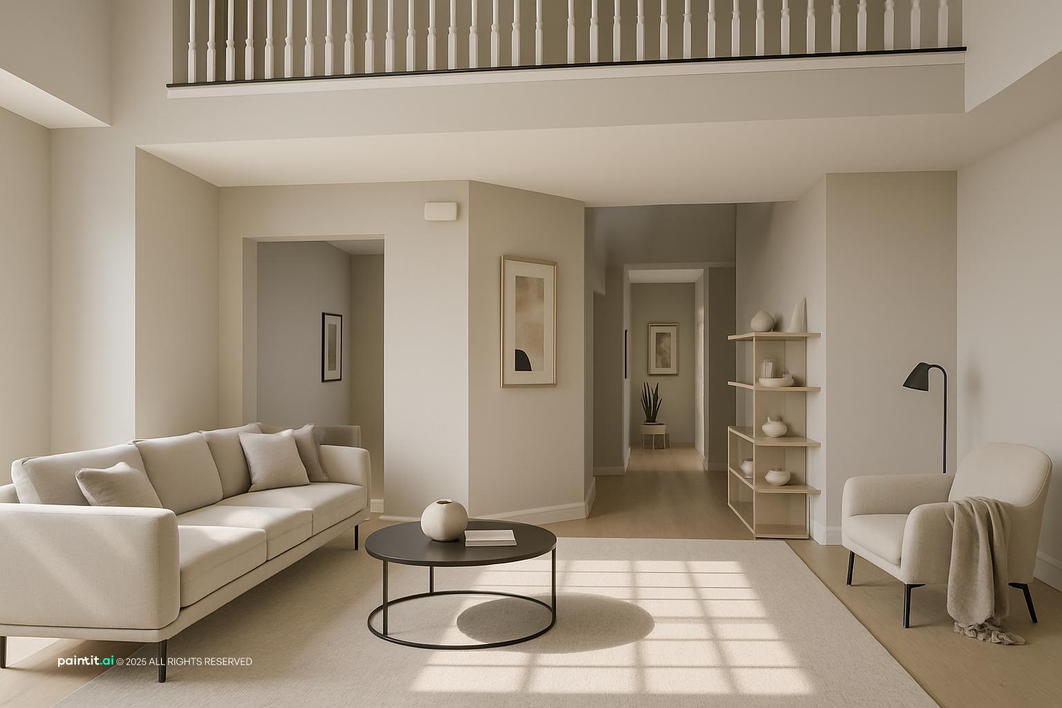 White Gray Brown Living Room - Design Ideas | Paintit.ai - 31